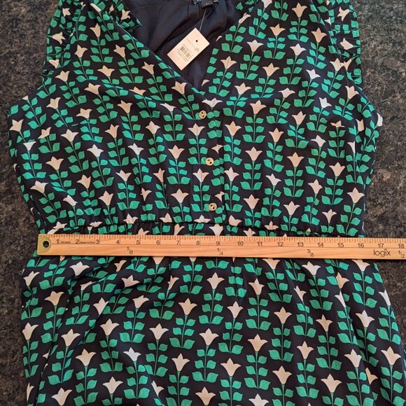 Ann Taylor Floral Tile Ruffle Belted Flare Dress - Picture 9 of 9